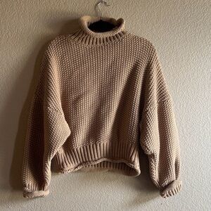 Allfenix 100% Cotton Tan Knit Sweater